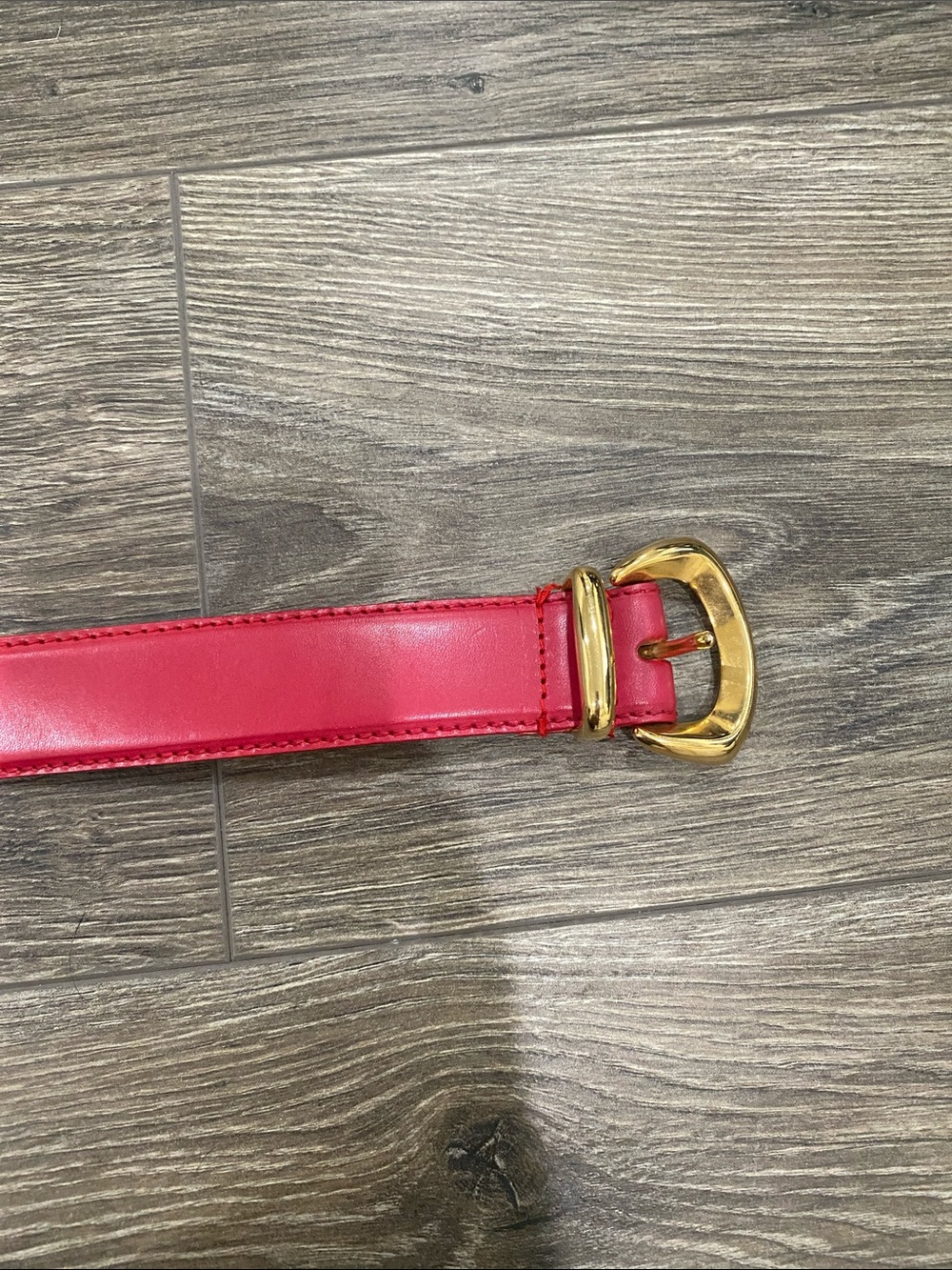 Talbots Red Leather Belt with Gold-Tone Buckle